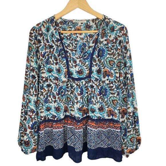 Daniel Rainn Paisley Peasant Boho Top Sz M - Picture 1 of 7